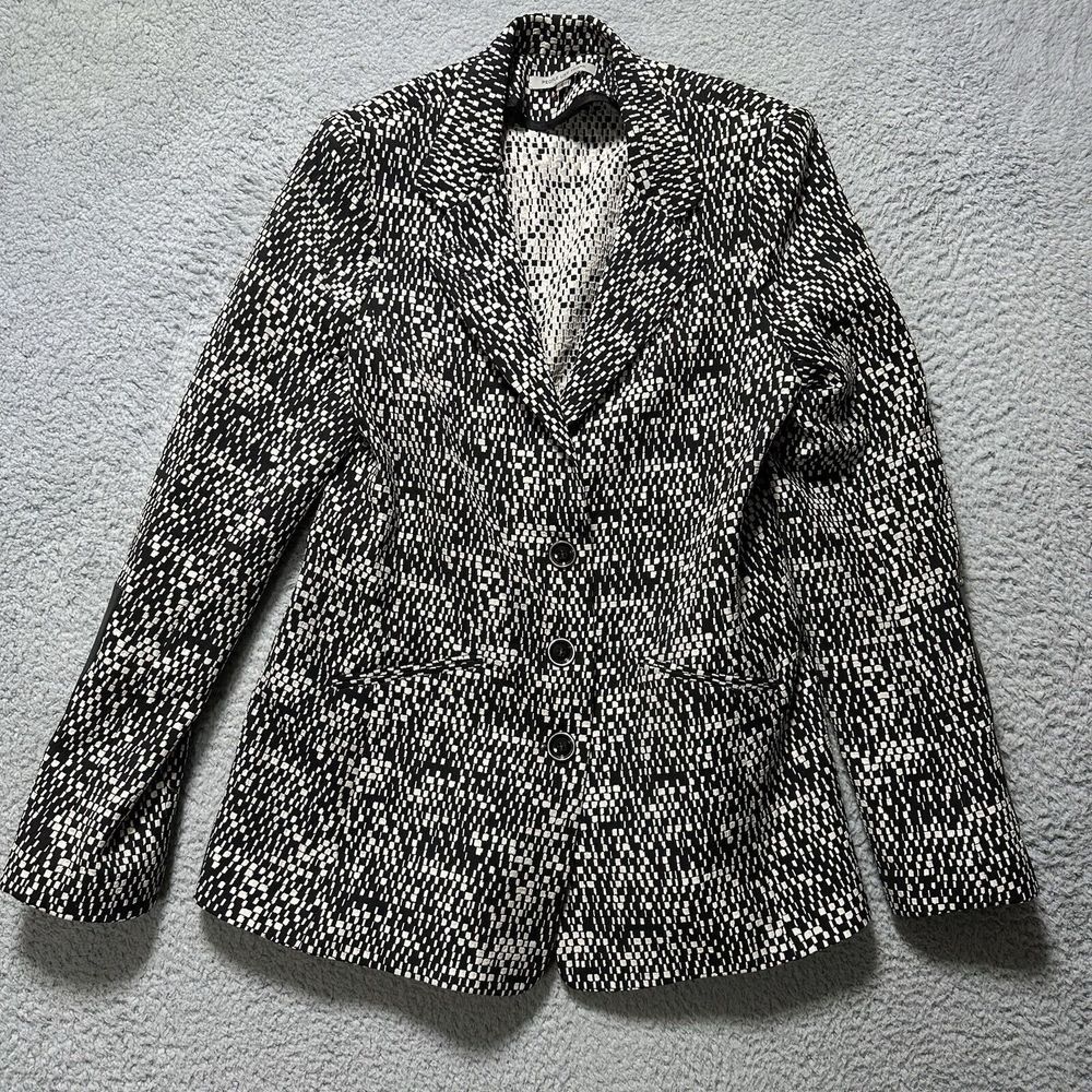 People Like Frank Black White Button Blazer Jacket Sz 8 Business Workwear